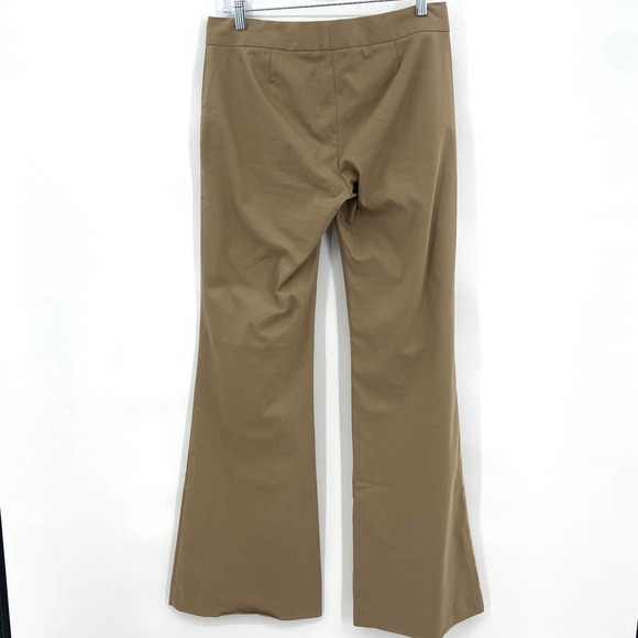 THEORY Light Brown Tan Wide Leg Flare Cotton Blend Mid Rise Trouser Pants Size 6 - Picture 3 of 7